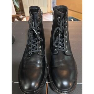 NWOT Calvin Klein Black Leather Lace‎ Up Side Zip Combat Boots Women